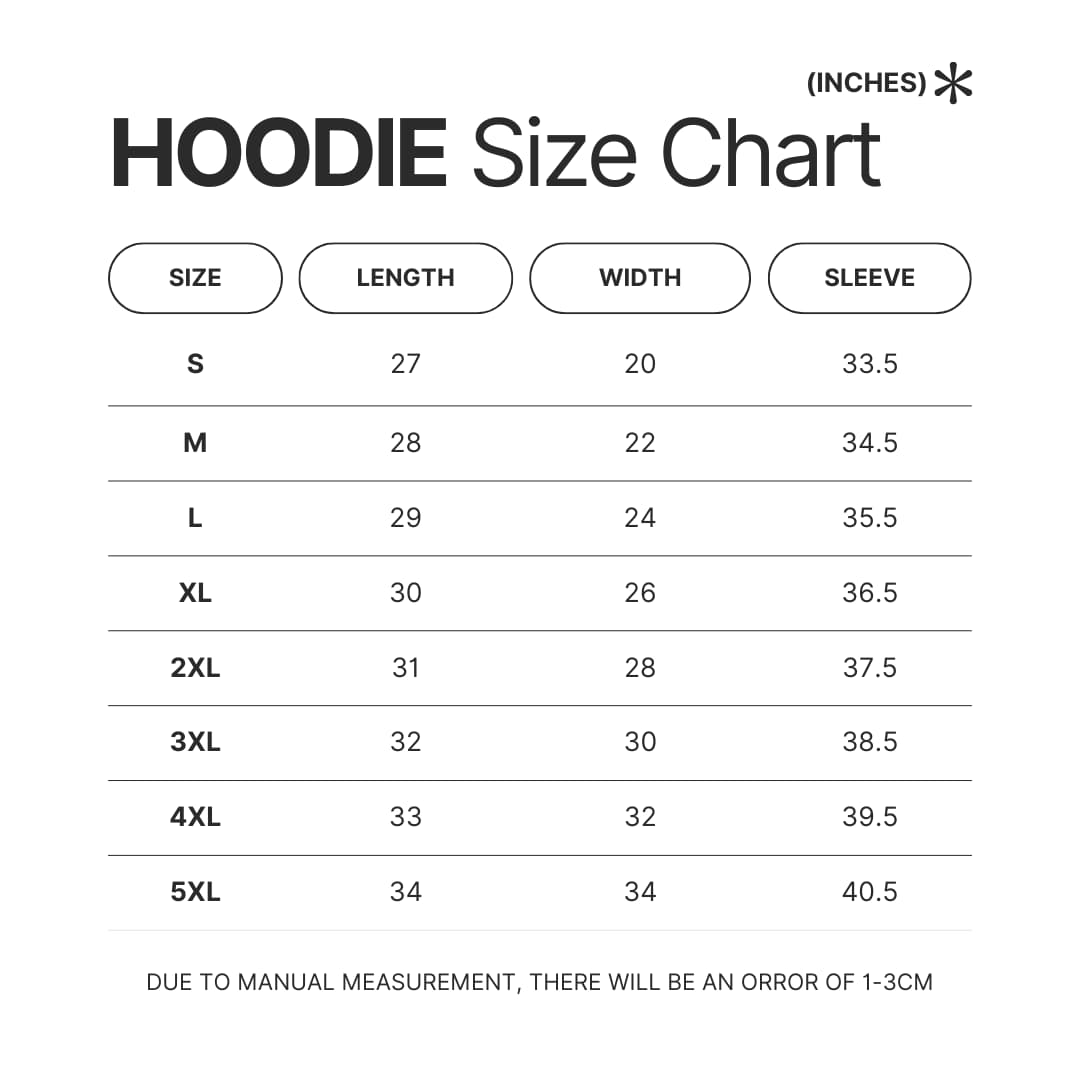 Hoodie Size Chart - Neon Genesis Evangelion UK Shop
