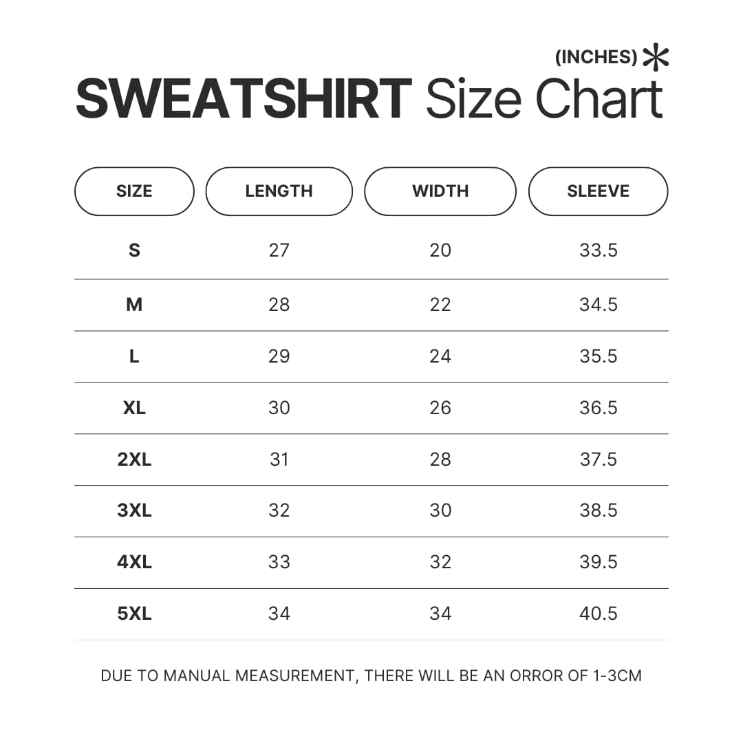 Sweatshirt Size Chart - Neon Genesis Evangelion UK Shop