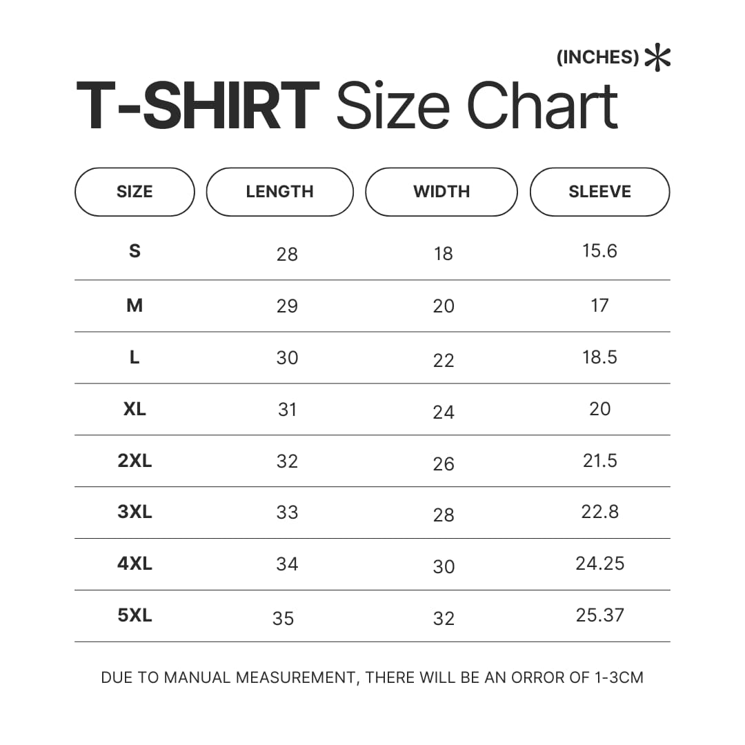 T shirt Size Chart - Neon Genesis Evangelion UK Shop