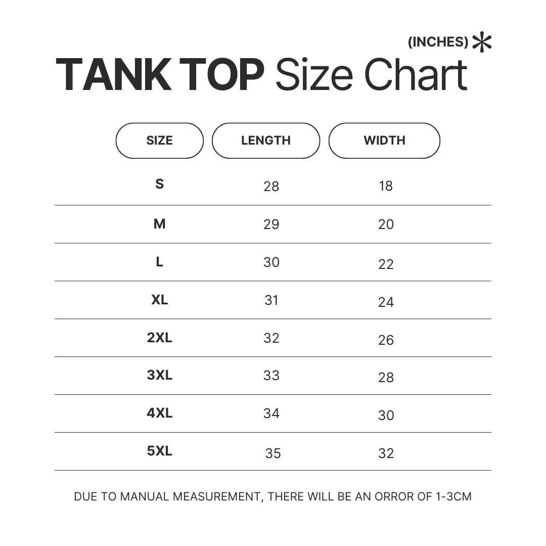 Tank Top Size Chart - Neon Genesis Evangelion UK Shop