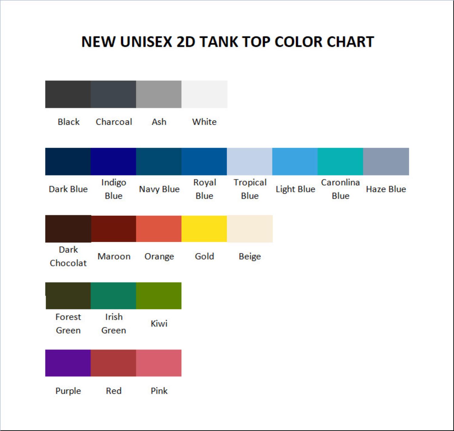 tank top color chart - Neon Genesis Evangelion UK Shop