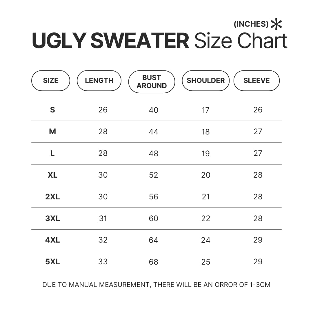 Ugly Sweater Size Chart - Neon Genesis Evangelion UK Shop