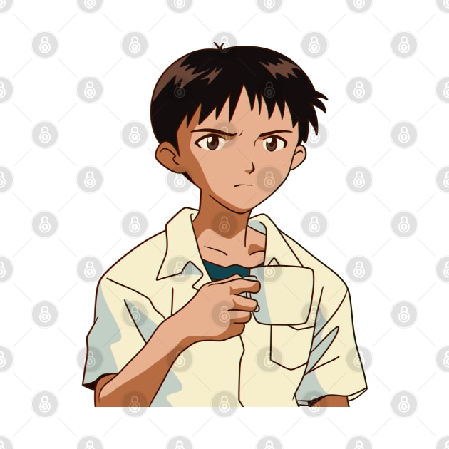 Evangelion Shinji Coffee Phone Case - Image 2