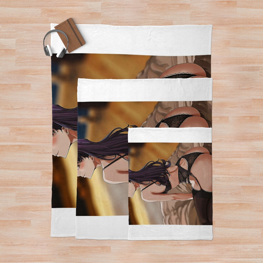 Sexy Hot In Black Bikini Misato Katsuragi Evangelion Throw Blanket - Image 3