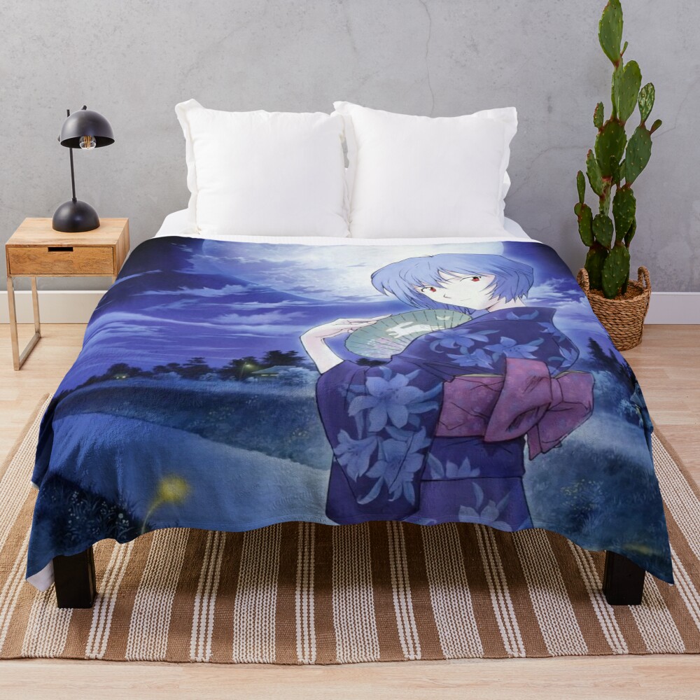 Rei Ayanami Kimono Neon Genesis Evangelion Throw Blanket