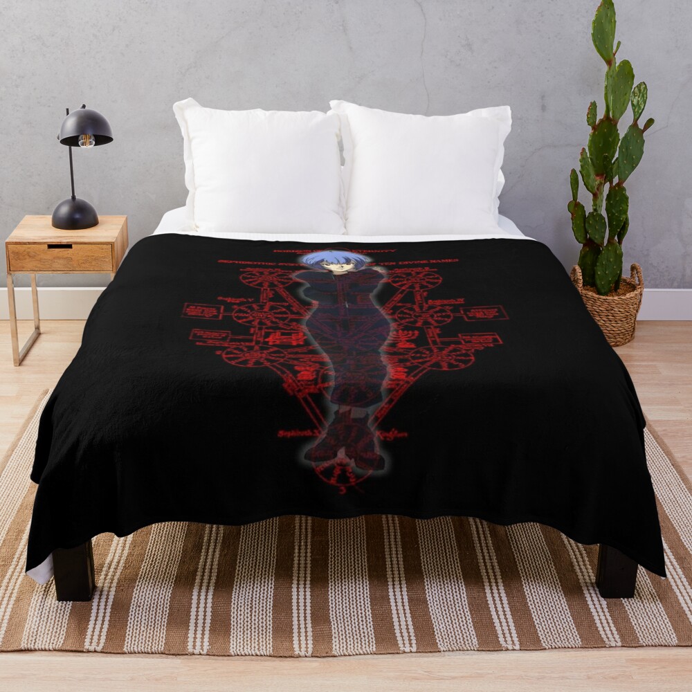 Evangelion Rei Ayanami Sephiroth Tree Background Throw Blanket