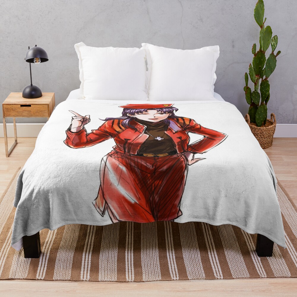 Misato Katsuragu Neon Genesis Evangelion Red Throw Blanket