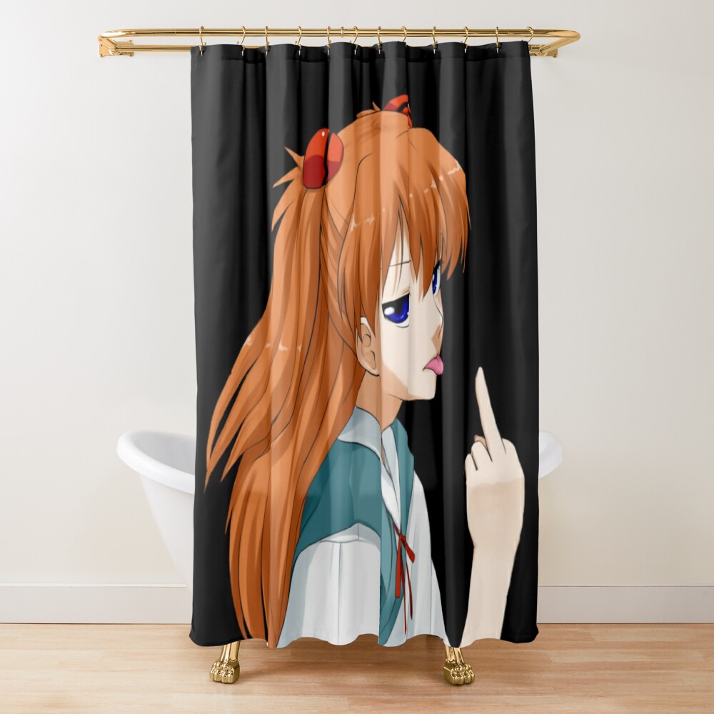 Misato Katsuragi Retro Design Evangelion Shower Curtain