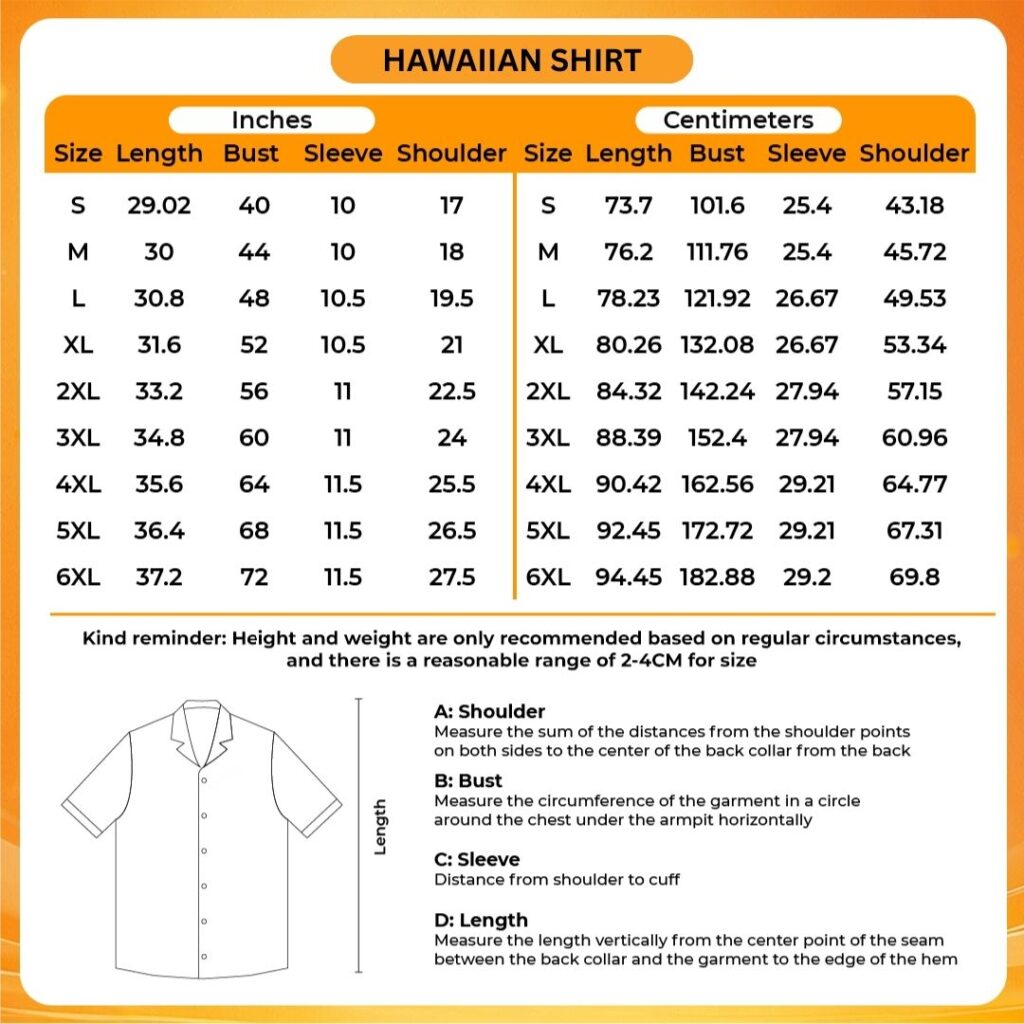 3D Hawaiian Shirt Size Chart - Neon Genesis Evangelion UK Shop