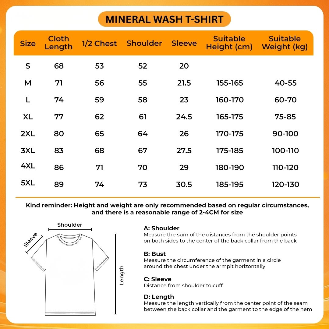 Mineral Wash T Shirt Size Chart - Neon Genesis Evangelion UK Shop